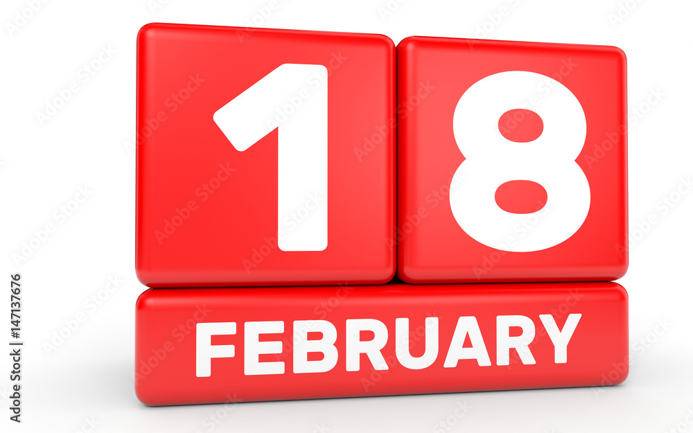 February 18. Calendar on white background. February 18. Calendar on white background.