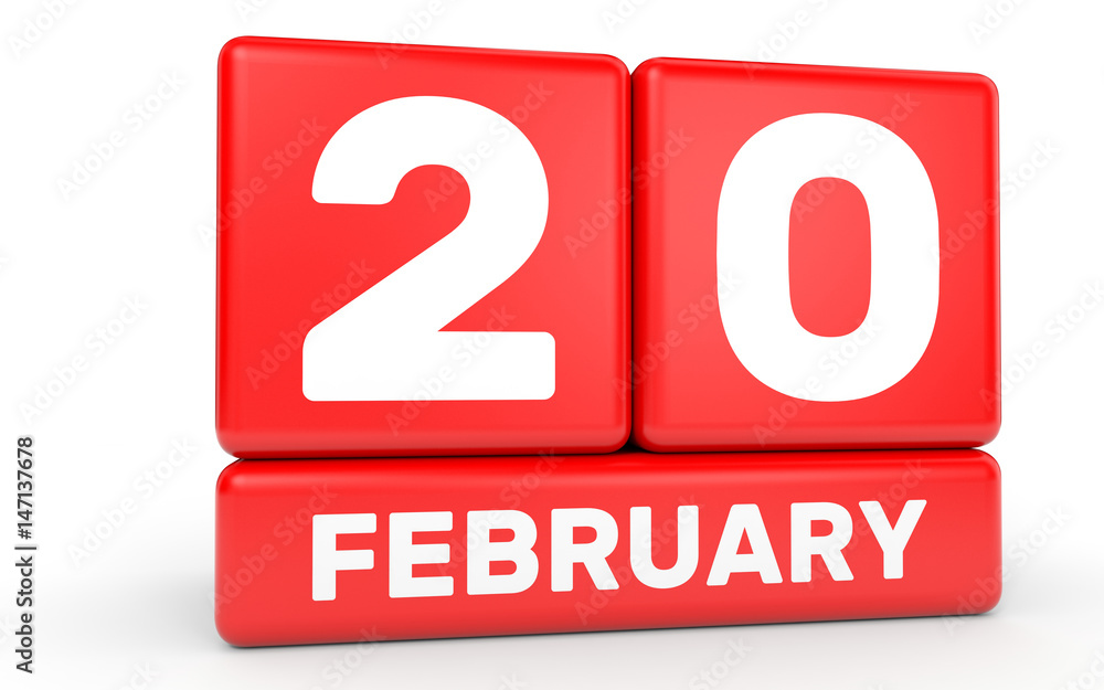 February 20. Calendar on white background. February 20. Calendar on white background.
