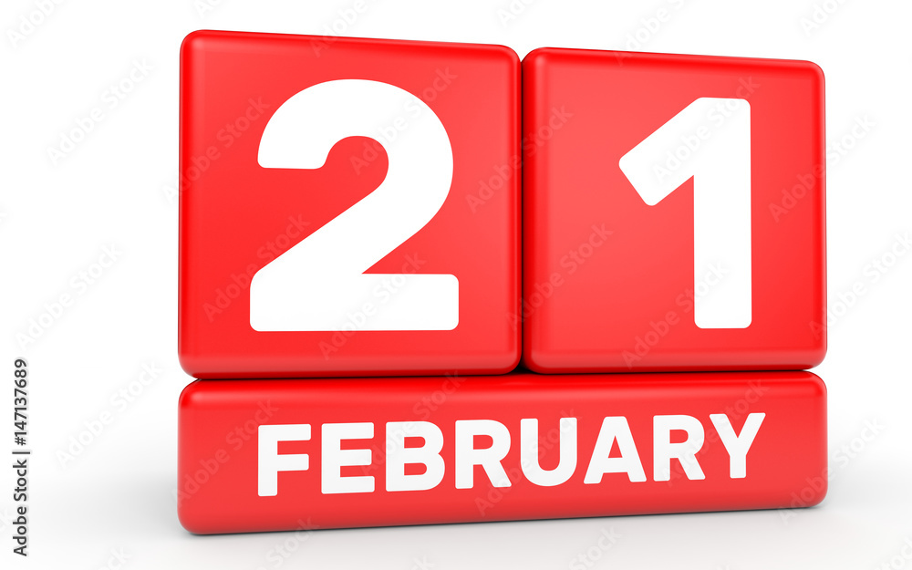 February 21. Calendar on white background. February 21. Calendar on white background.