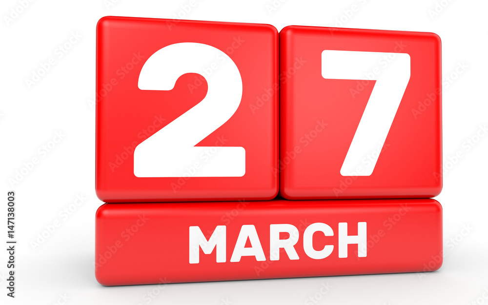 March 27. Calendar on white background. March 27. Calendar on white background.