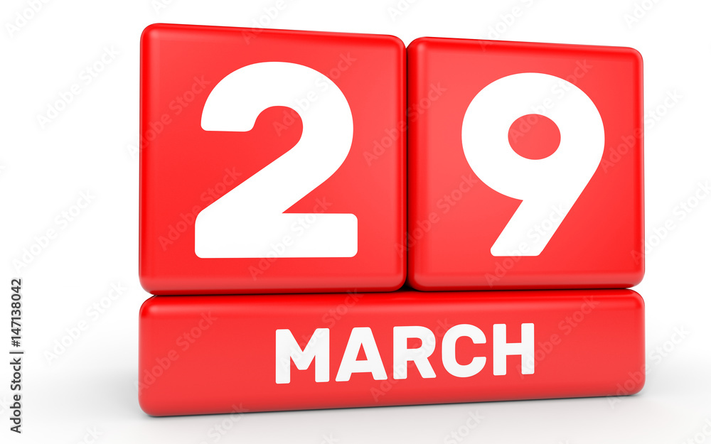 March 29. Calendar on white background. March 29. Calendar on white background.