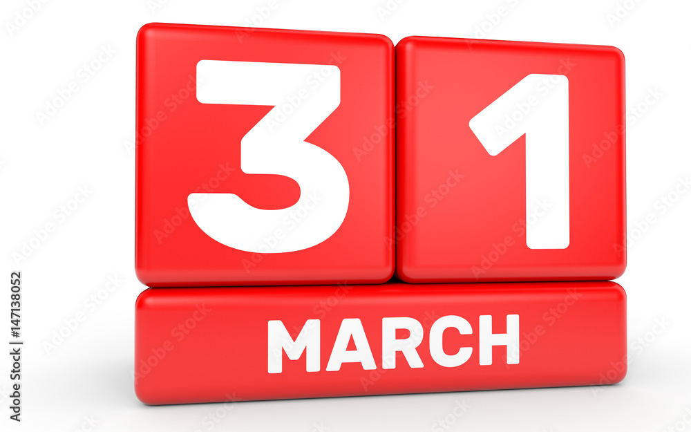 March 31. Calendar on white background. March 31. Calendar on white background.