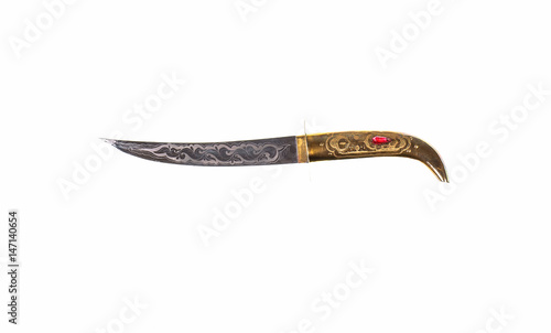 Fotografie A collection of ancient oriental knives, vintage curved knives