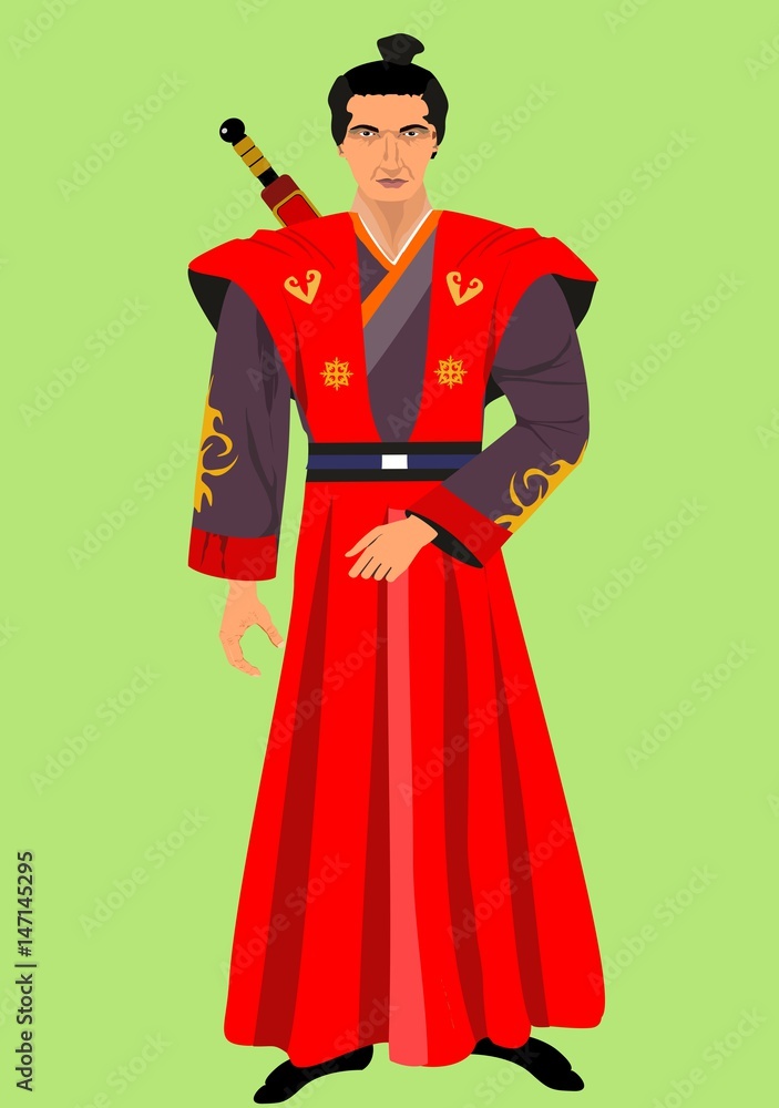 Samurai vector character. Japan