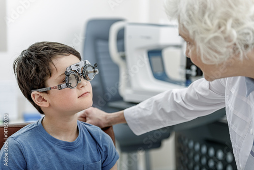 Interested boy in strange spectacles