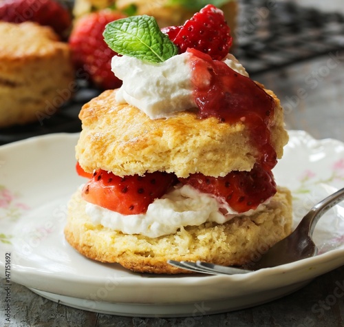 Fotótapéta Homemade Strawberry shortcake  / Mothers day dessert