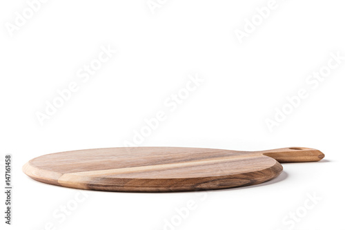 Round Cheese/Pizza board from side on a white background