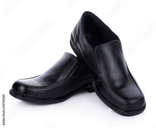 Black Leather shoes isolated on white background