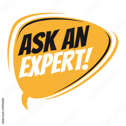 yellow ask an expert retro speech bubble