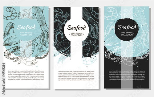 Vector flyers on the marine theme