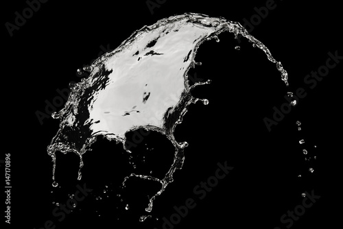 Water splash explosion on black background ,stop motion