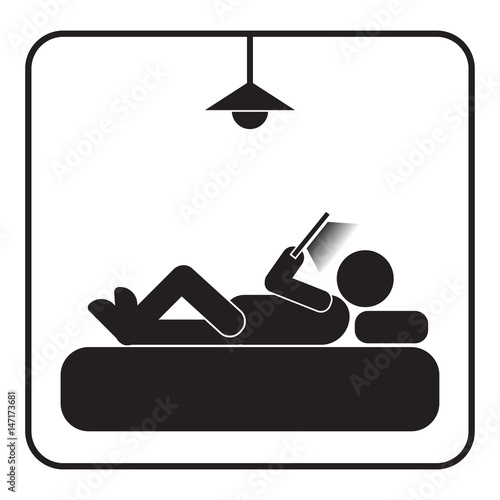 use smartphone or tablet on the bed icon