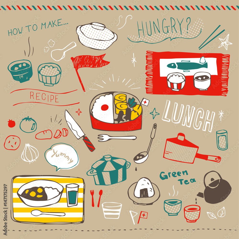 和食 ベージュ背景 Stock Vector Adobe Stock