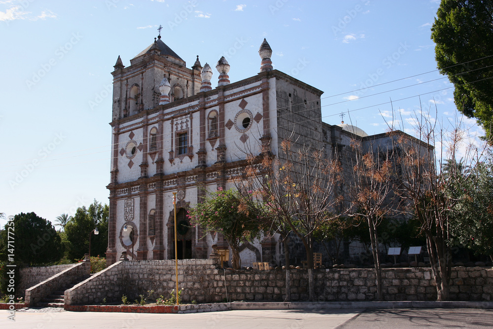 Old Franciscan church (Misión San Ignacio Kadakaamán) in San Ignacio, Baja California Sur, Mexico