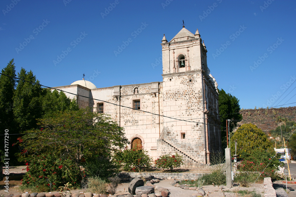 Old Franciscan church (Misión San Ignacio Kadakaamán) in San Ignacio, Baja California Sur, Mexico