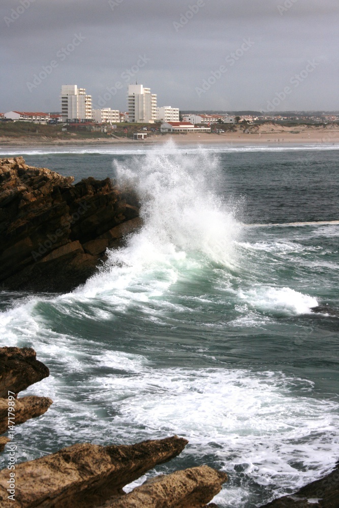 Waves crashing to shore....portugal