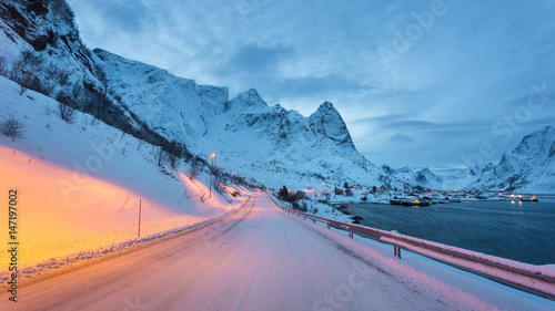 Winter road to Reine, Lofoten