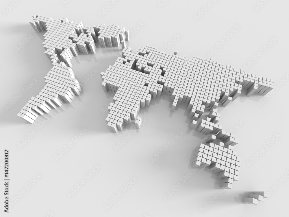 Modern world map,world map made by cube box,abstract world map.3D ...