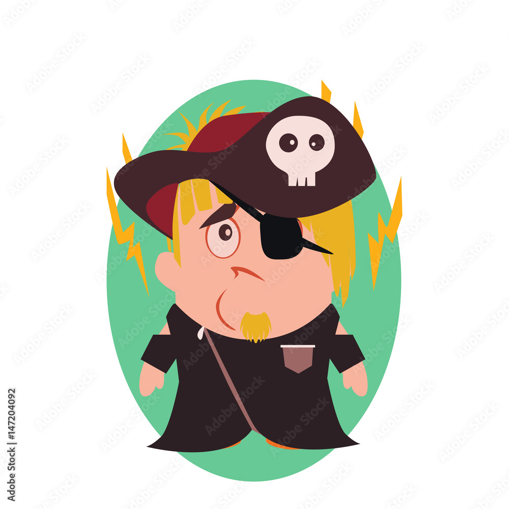 Confused, Sad and Unhappy Pirate - Funny Avatar of Little Person Cartoon  Character in Flat Vector - Use as Emoji or Mascot, Male Illustration  Isolated on White Background Stock Vector | Adobe Stock