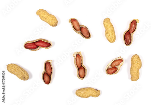 Set of peanuts isolated on white background