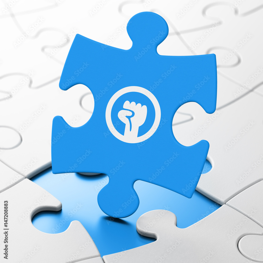 Politics concept: Uprising on puzzle background Politics concept: Uprising on puzzle background