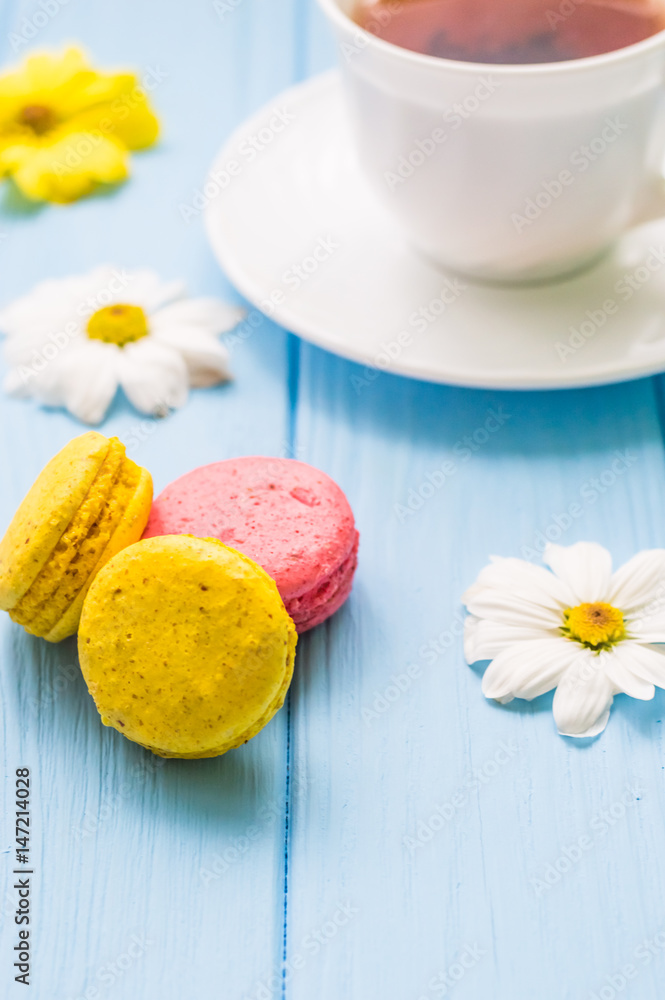 Still life with cup of tea and cake on the wooden background Still life with cup of tea and cake on the wooden background