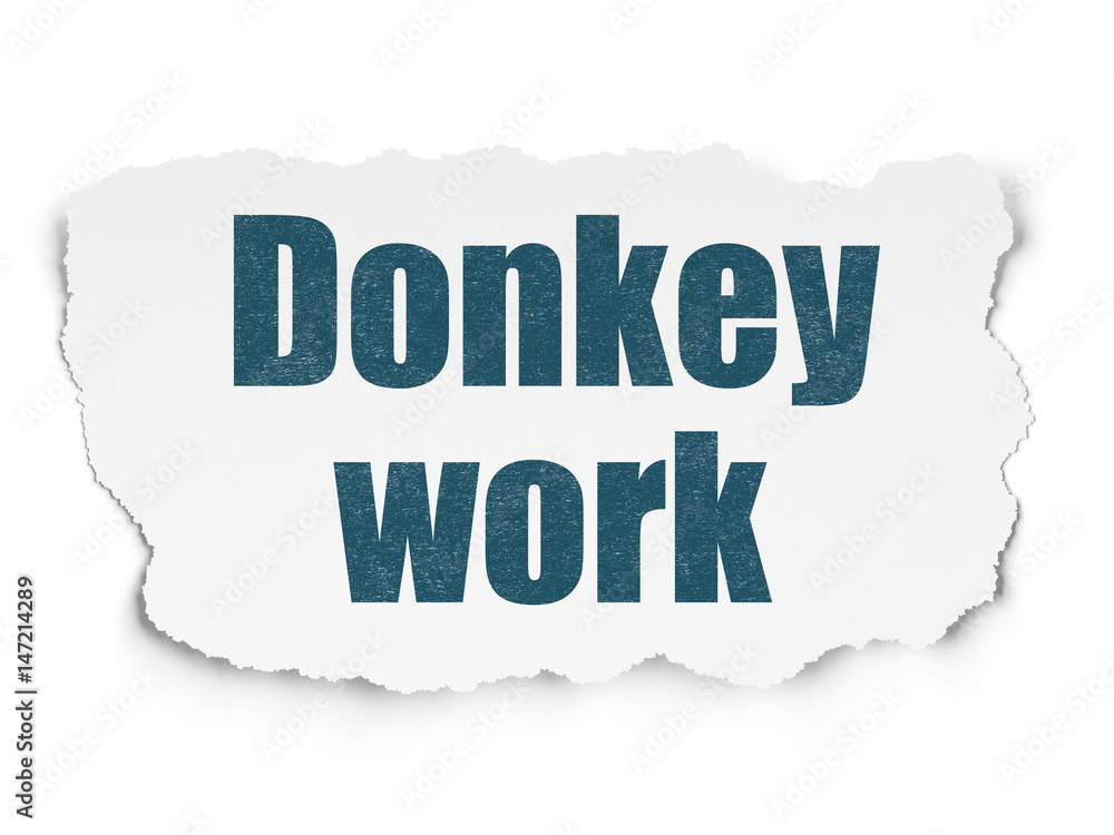 Finance concept: Donkey Work on Torn Paper background Finance concept: Donkey Work on Torn Paper background
