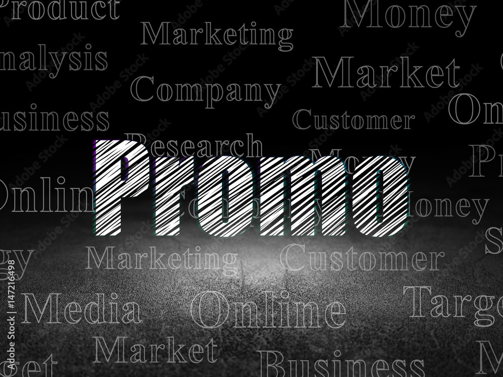 Fototapeta premium Marketing concept: Promo in grunge dark room