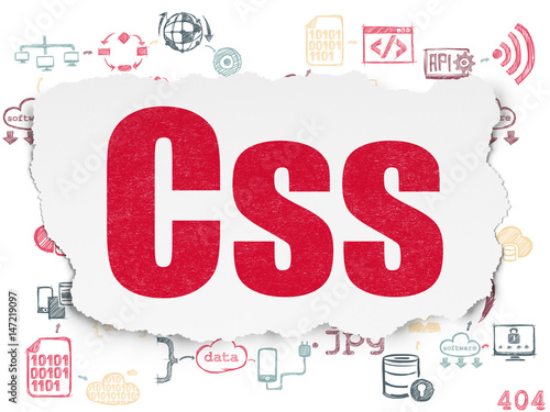 Software concept  Css on Torn Paper background