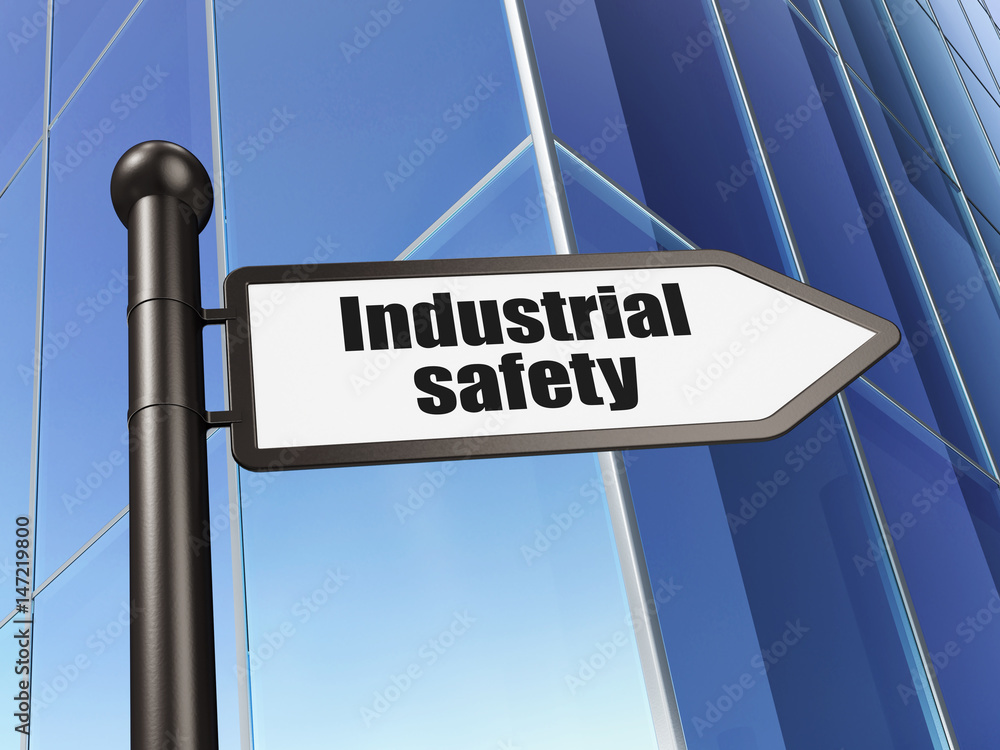 Fototapeta premium Constructing concept: sign Industrial Safety on Building background