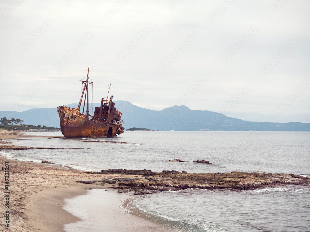 Shipwreck in a beach