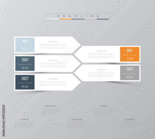 Timeline infographic data visualization. Vector illustration.
