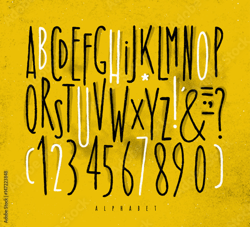 Alphabet straight lines font yellow photo
