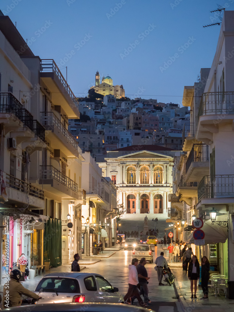 Street in Syros late in the afternoon