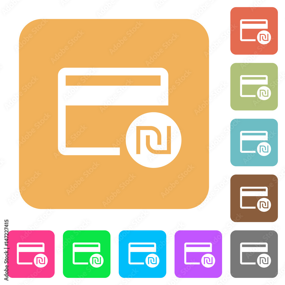 Obraz premium Shekel credit card rounded square flat icons