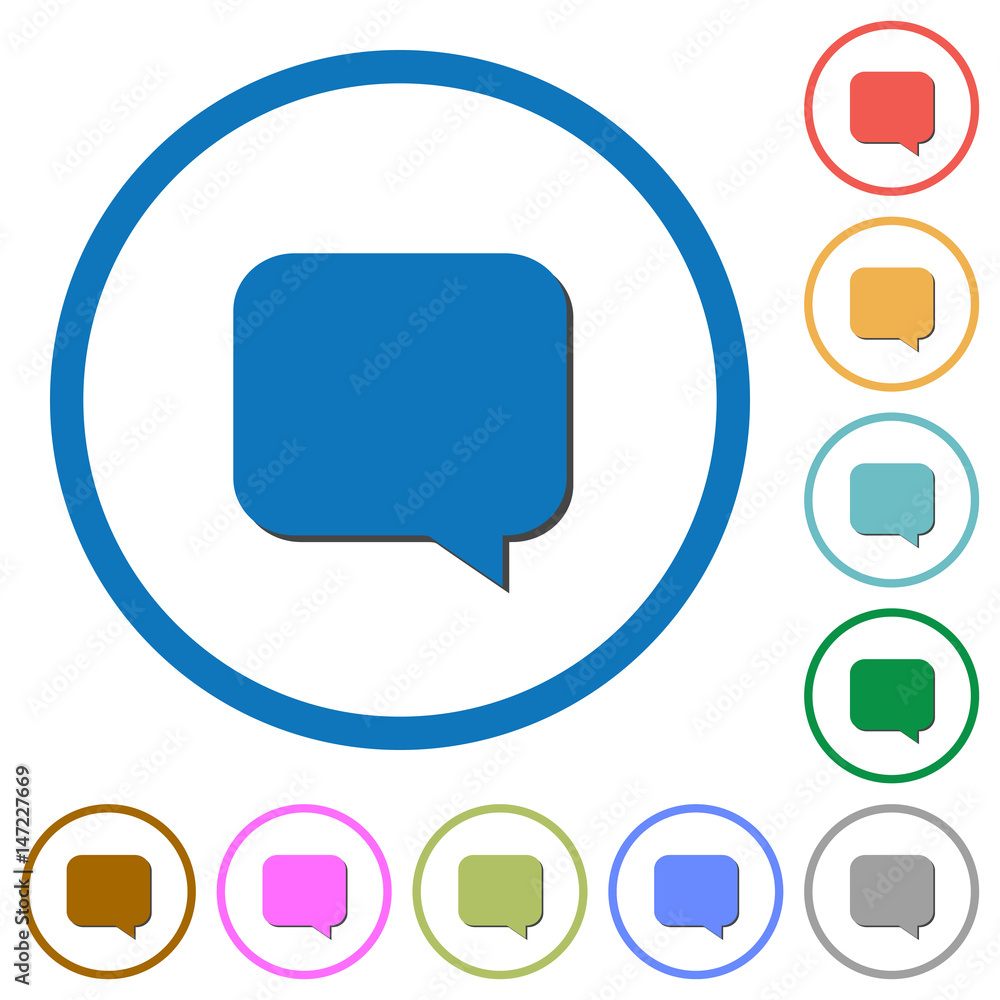 Message bubble icons with shadows and outlines Message bubble icons with shadows and outlines
