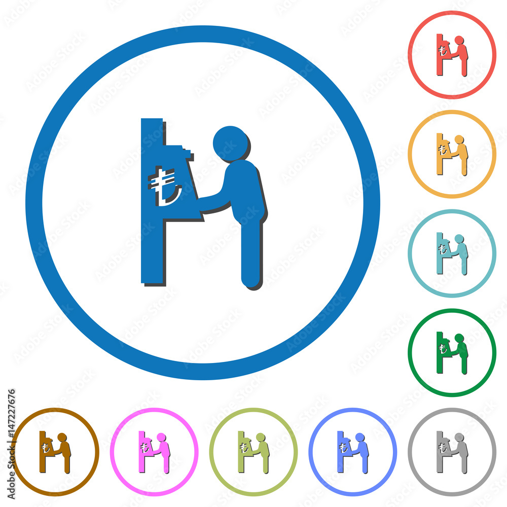 Lira cash machine icons with shadows and outlines Lira cash machine icons with shadows and outlines