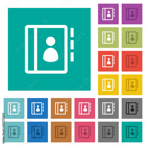 Contacts square flat multi colored icons