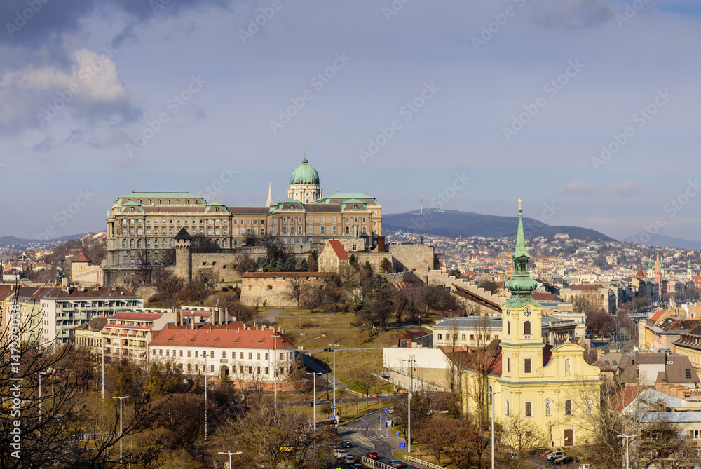 View of the Royal Palace from Gellert hill, Budapest, Hungary