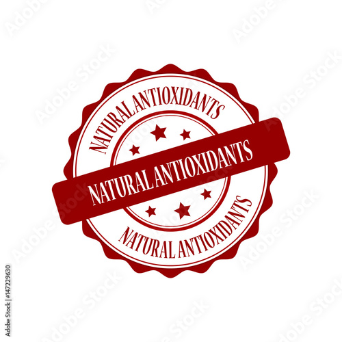 Natural antioxidants red stamp illustration