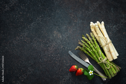 Fresh green and white asparagus