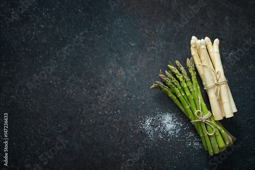 Fresh green and white asparagus photo