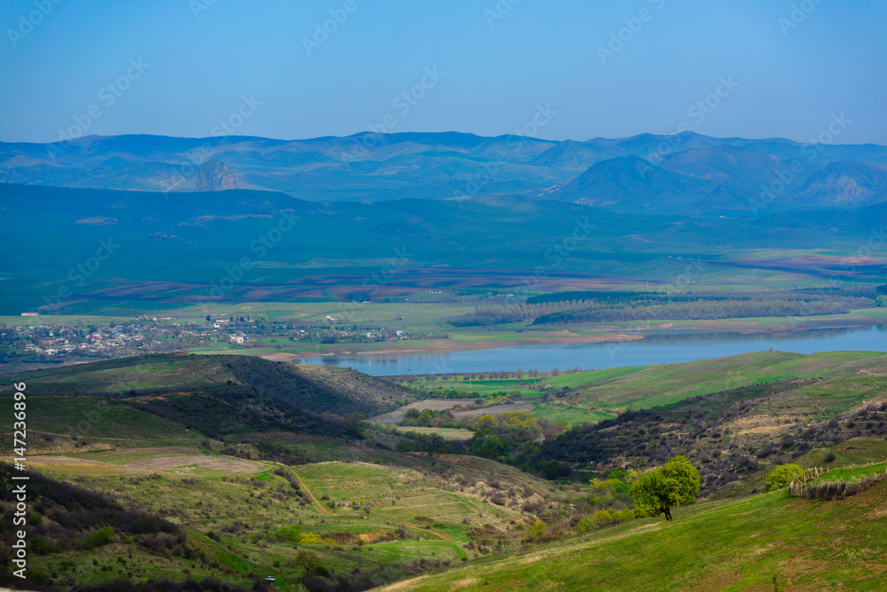 Amazing view Aghstev reservoir, on Armenian-Azerbaijan state border