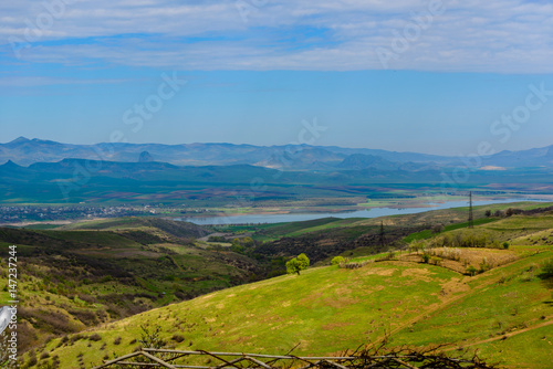 Amazing view Aghstev reservoir, on Armenian-Azerbaijan state border photo