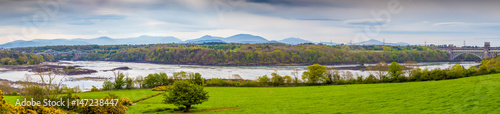 Panorama of the Menai Straights North Wales UK photo