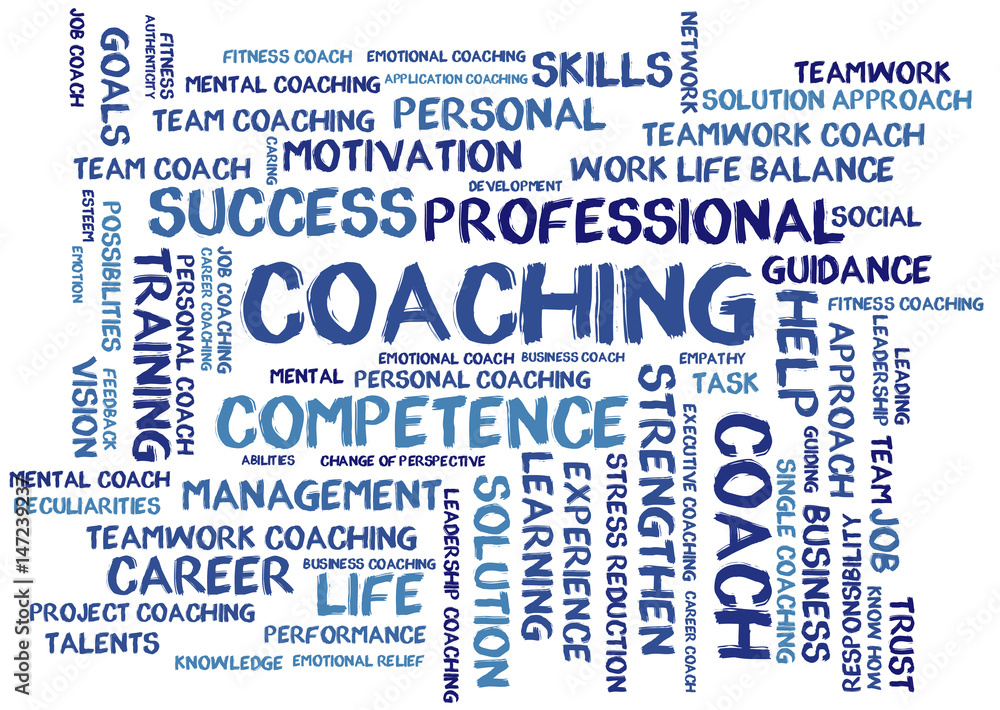 Fototapeta premium Coaching word cloud on white background