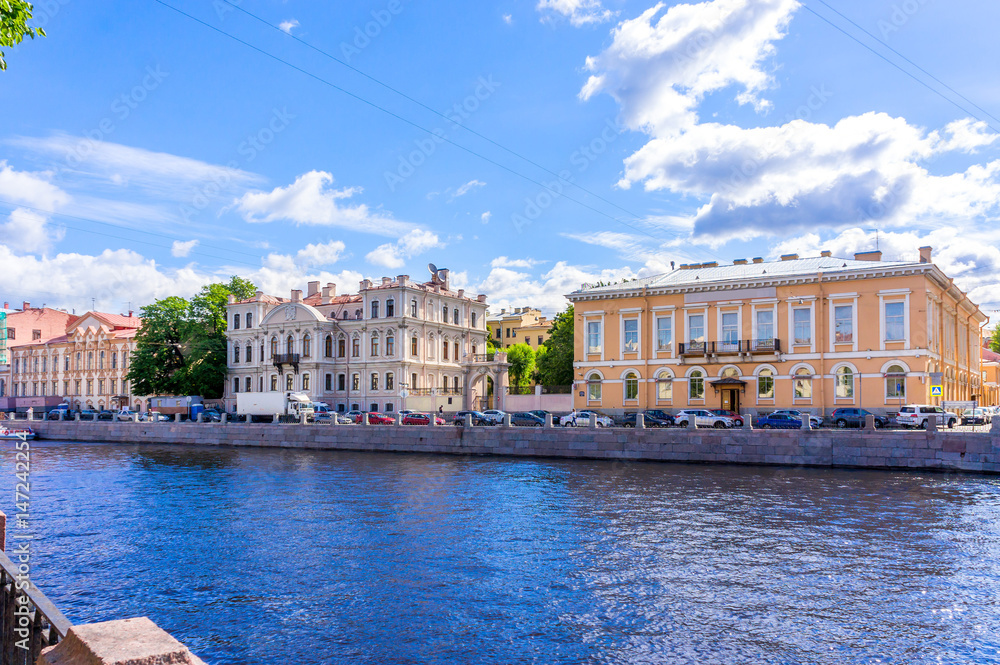 View from Fontanka river embankment in Saint Petersburg, Russia