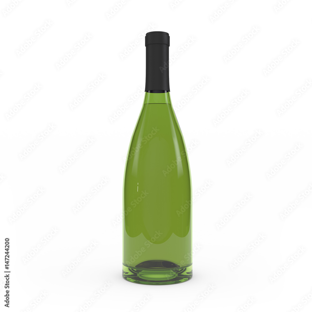 Wine bottle isolated 3d rendering
