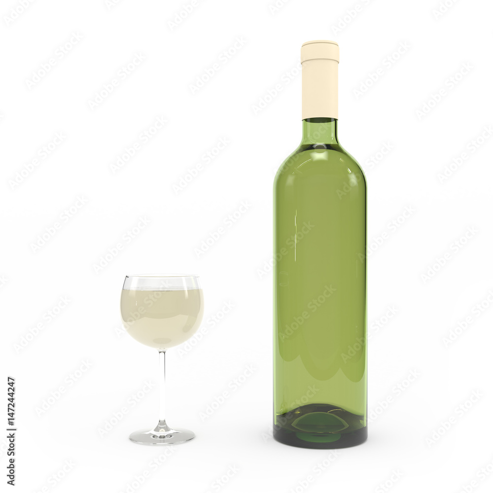 Wine bottle isolated 3d rendering