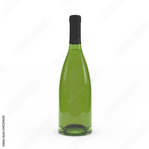 Wine bottle isolated 3d rendering